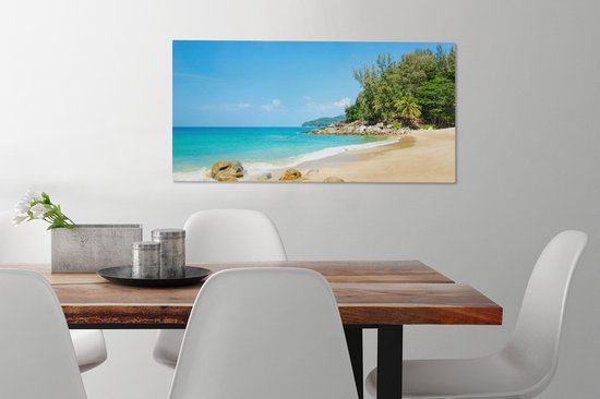 Canvas Schilderij Strand - Zee - Planten - Tropical - 80x40 cm - Wanddecoratie - OneMillionCanvasses