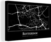 Canvas Schilderij Rotterdam - Kaart - Stadskaart - Plattegrond - 120x80 cm - Wanddecoratie