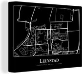 Canvas Schilderij Plattegrond - Kaart - Lelystad - Stadskaart - 80x60 cm - Wanddecoratie