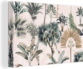 Canvas Schilderij Bladeren - Monstera - Jungle - Tropical - 120x80 cm - Wanddecoratie