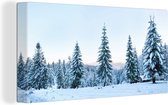 Canvas Schilderij Winter - Sneeuw - Bomen - 80x40 cm - Wanddecoratie