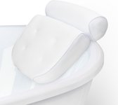 Navaris groot anti-slip badkussen set - Voor hoofd, nek en schouders - 4 zuignappen - Eco tex standaard 100 - Wit voor in een hot-tub of ligbad
