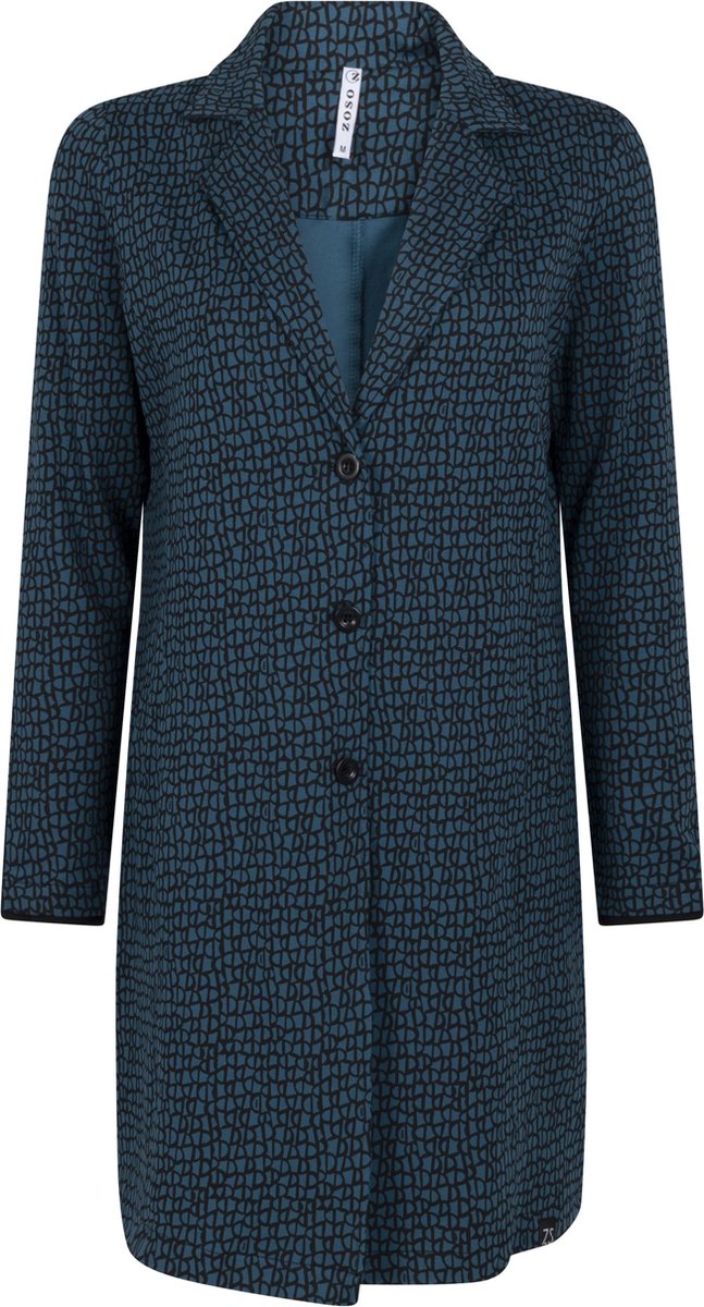 Zoso 224 Miranda Printed Long Blazer Petrol/Black