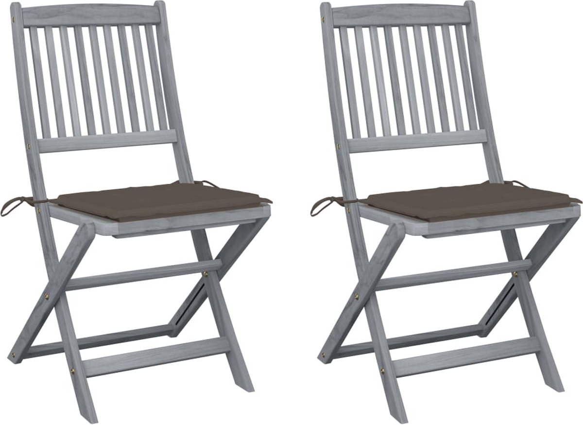 Prolenta Premium - Tuinstoelen 2 st inklapbaar met kussens massief acaciahout