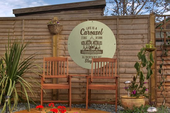 Garden Circle Carousel - Citations - Vintage - 60x60 cm - Affiche Ronde de Jardin - Extérieur