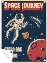 Tuin decoratie Space Journey - Astronaut - Ruimte - Retro - 30x40 cm - Tuindoek - Buitenposter