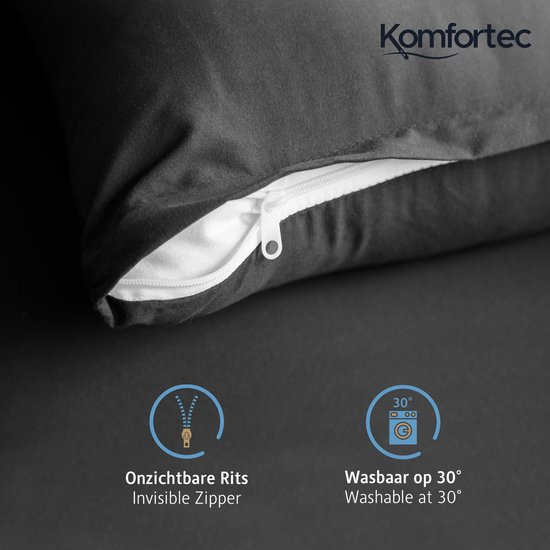 Komfortec Set van 2 Premium Kussenslopen 40x80 cm - Blauw