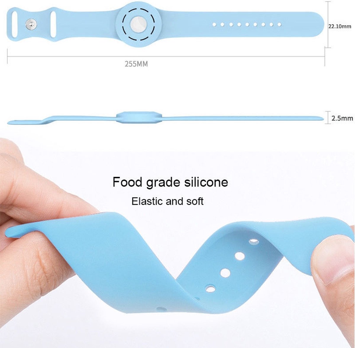 Bracelet Apple AirTag pour Enfants en Siliconen avec bouton pression, Bracelet AirTag