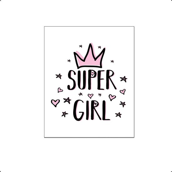 PosterDump - Super girl ! roze teksten - Baby / kinderkamer poster - Teksten / motivatie poster - 30x21cm / A4