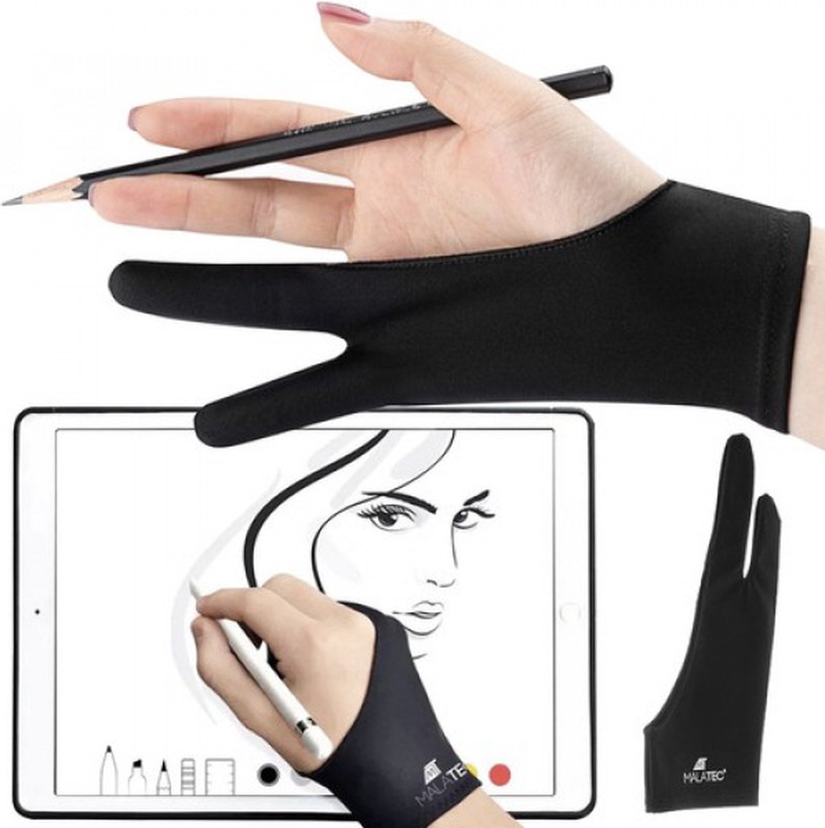 2 Stuks Tekenhandschoen Tekenhandschoen Tekening Handschoenen Tekenen Tablet Antifouling Handschoen voor Grafische Tablet Tekenen Kunstenaar Handschoen Elastische Digitale Tekenhandschoen