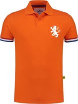 Cadeautip! Polo shirt WK voetbal met Nederlandse vlag | Oranje Polo | EK Polo | Unisex Polo met witte bedrukking | Oranje polo met bedrukking | Maat XL