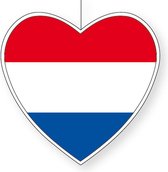 Hangdecoratie hart Nederland 14 cm - Nederlandse vlag EK/WK landen versiering
