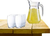 Luminarc karaf/schenkkan glas 1,6L met 6x stuks Versailles drink/waterglazen 375 ml