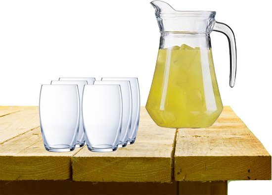 Luminarc carafe / pichet verre 1.6L avec 6x pièces Versailles verres à  boire / à eau... | bol.com