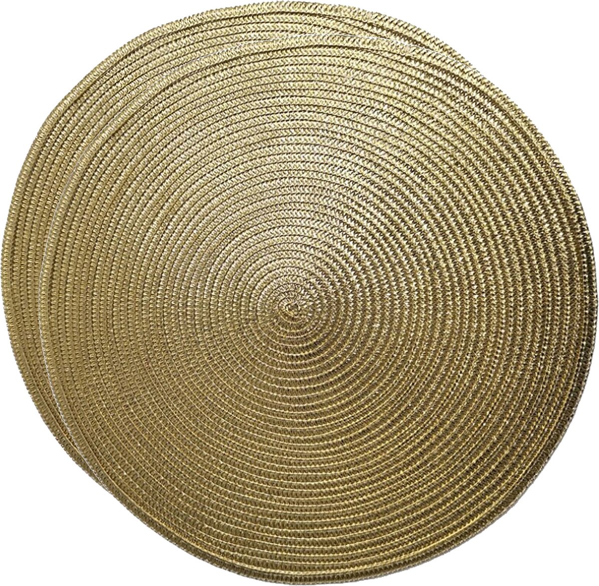 Placemats - rond - D38 cm - goud metallic - 2x stuks - kunststof