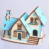 Bouwpakket 3D Puzzel Villa Blauw- klein van hout