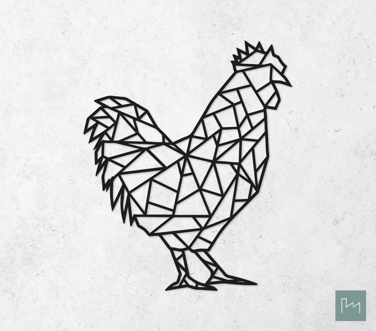 Laserfabrique Wanddecoratie - Geometrische Kip - Medium - Zwart - Geometrische dieren en vormen - Houten dieren - Muurdecoratie - Line art - Wall art
