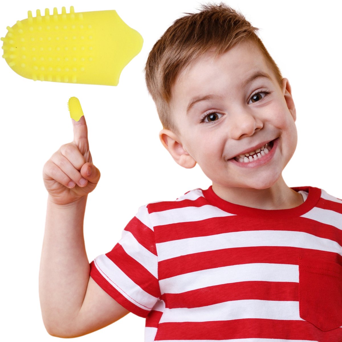 The Gumies® Kids - Vinger tandenborstel voor Kinderen – Banaan Smaak – Te gebruiken zonder water of tandpasta – Tot 100 beurten – Zachte Tandenborstel met Opbergdoosje