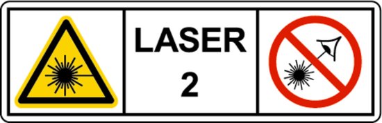 Laser waarschuwingsbord met symbool klasse 2.