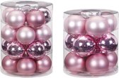 42x stuks glazen kerstballen roze 6 en 8 cm glans en mat - Kerstboomversiering