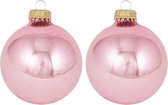 16x Pink blush lichtroze glazen kerstballen glans 7 cm kerstboomversiering - Kerstversiering/kerstdecoratie roze