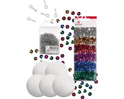 Zelf 5x pailletten kerstballen maken set - dia 7 cm - knutselen - kerst artikelen - versiering