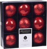 18x Kerstboomversiering luxe kunststof kerstballen rood 6 cm - Kerstversiering/kerstdecoratie rood