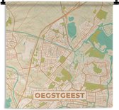 Wandkleed - Wanddoek - Oegstgeest - Kaart - Stadskaart - Plattegrond - Vintage - 90x90 cm - Wandtapijt