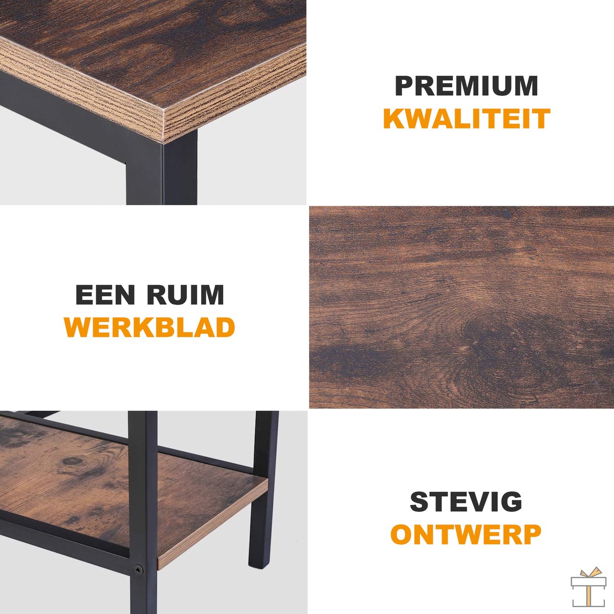 Happyment® Hoekbureau Computerbureau Industrieel Gaming Desk