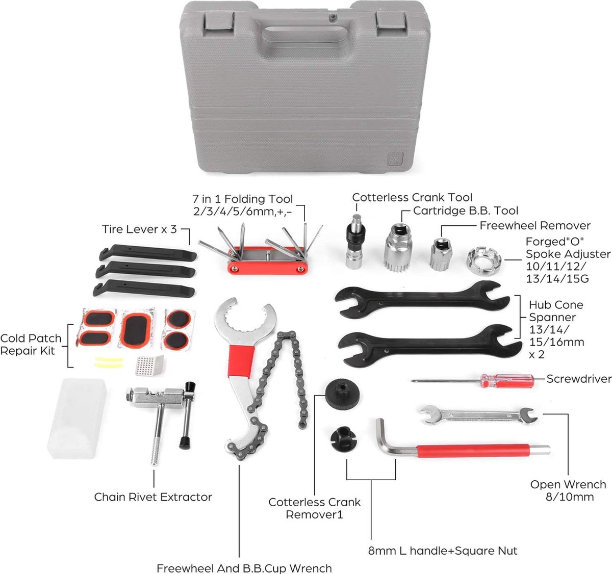 Kit de réparation de vélo, boîte à outils, équipement de vélo Kit de réparation de vélo, boîte à outils, équipement de vélo