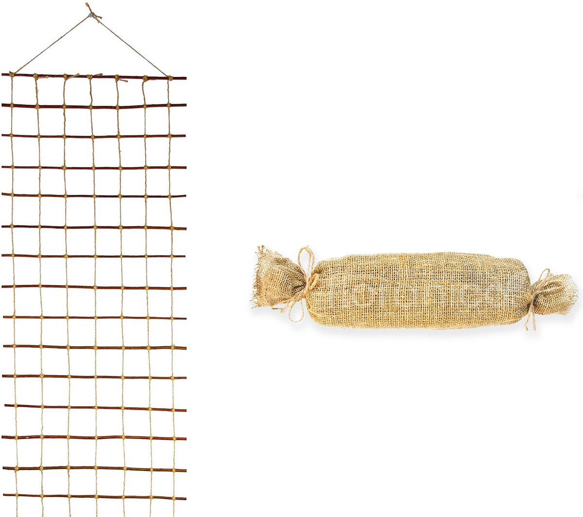 Floranica Plantenklimrek 150 x 50 cm Klimhulp van wilgentenen voor klimplanten Jute Plantenondersteuningsnet balkon en terras, voor klimplanten, rozen of groenten