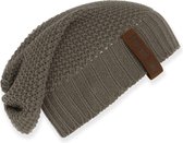 Knit Factory Coco Gebreide Muts Heren & Dames - Sloppy Beanie hat - Cappuccino - Warme bruine Wintermuts - Unisex - One Size