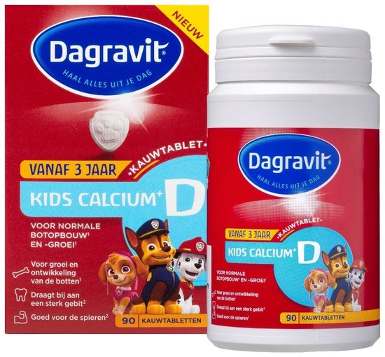 Dagravit Kids Calcium + Vitamine D 3+ jaar - Vitaminen - 90 kauwtabletten