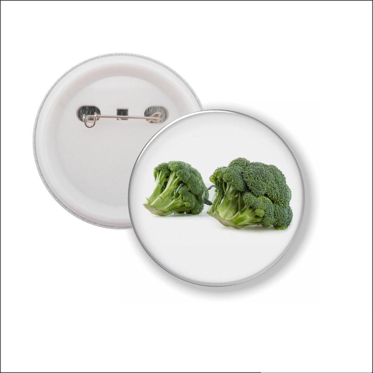 Button Met Speld - Brokkoli