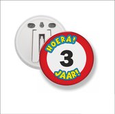 Button Met Clip 58 MM - Hoera 3 Jaar
