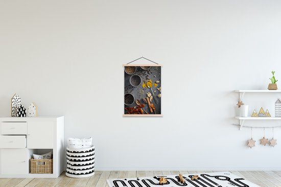 Herbes sur fond gris affiche textielposter lattes vierges 60x80 cm - Tirage photo sur plaque école (décoration murale salon / chambre)