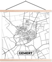 Posterhanger incl. Poster 40x40 cm - Schoolplaat - Kaart - Stadskaart - Gemert - Plattegrond - Textielposter - Blanke latten - Plattegrond