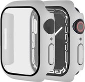 Screenprotector - Hoesje - Geschikt voor Apple Watch Series 7 - Apple Watch Series 8 - 41 mm - 9H Gehard Glas - Grijs