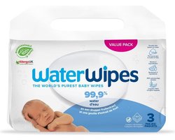 WaterWipes - Billendoekjes - Gevoelige huid - 3 x 60 stuks - Plasticvrij