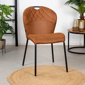 Stapelbare eetkamerstoel Fay cognac eco leer - Stapelbare stoel - Stapelstoel - Eetkamerstoel zonder armleuningen - Eetkamerstoel bruin