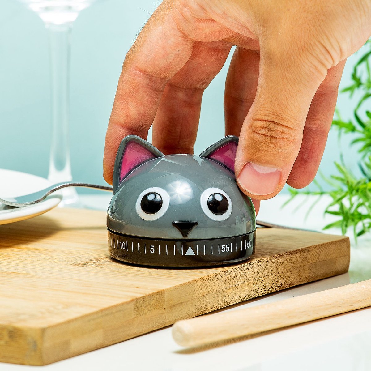 Kikkerland Kookwekker - In een vorm van een kat - 60 minuten timer - Keuken accessoires