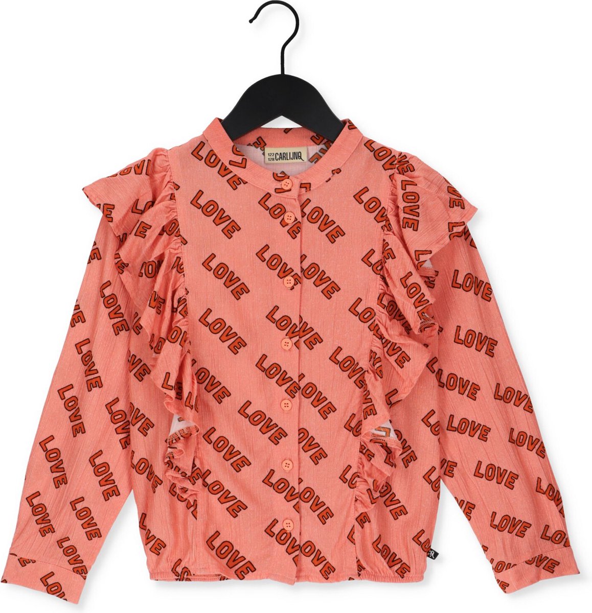 Carlijnq Love - Blouse Ruffled Longsleeve Tops & T-shirts Meisjes - Shirt - Lichtroze - Maat 98/104