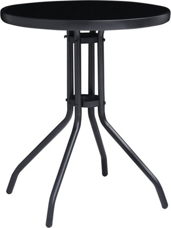 vidaXL Tuintafel 60 cm staal en glas zwart | bol.com