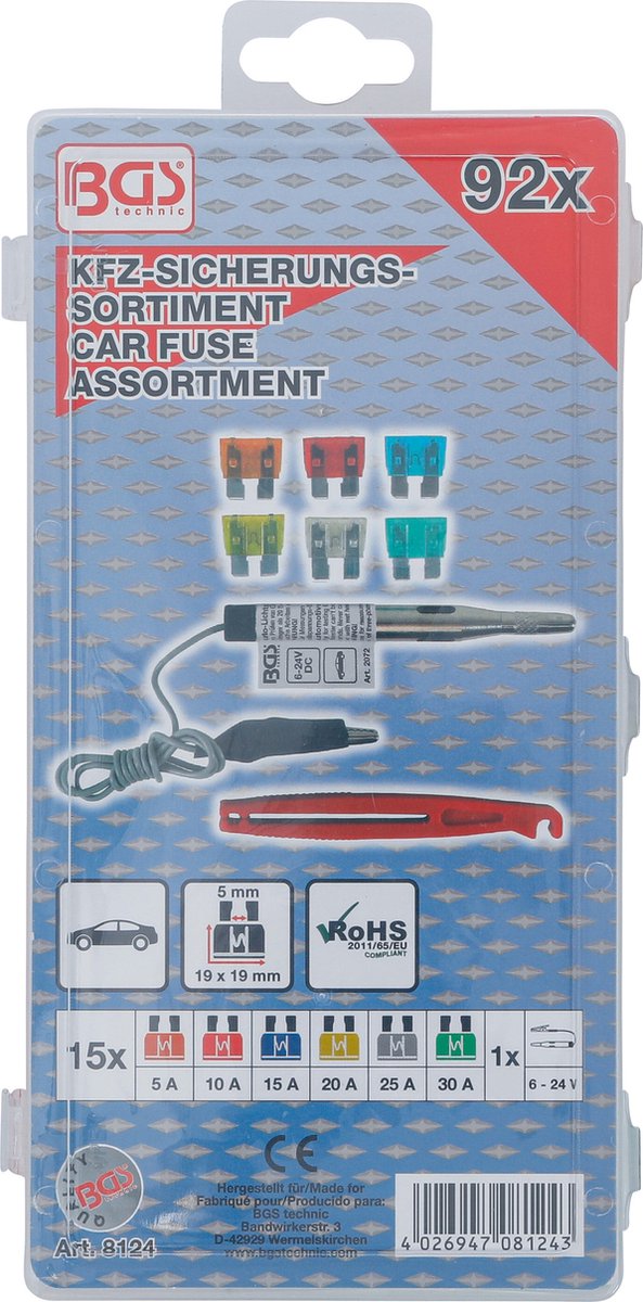 Assortiment Auto Zekeringen Steekzekeringen Standaard Inc