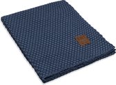 Knit Factory Juul Gebreid Plaid - Woondeken - Kleed - Jeans/Indigo - 160x130 cm