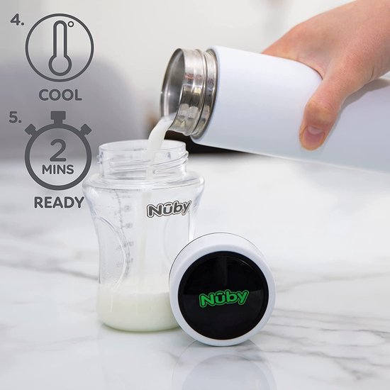 Nûby - RapidCool™ - Maak de perfecte flesvoeding voor je baby - Flessenkoeler - Inclusief melkpoederdispenser en digitaal deksel - Wit van Nûby — afbeelding 4