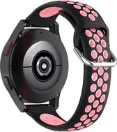 By Qubix Siliconen sportbandje met gesp 20mm - Zwart + roze - Geschikt voor Samsung Galaxy Watch 6 - Galaxy Watch 6 Pro - Galaxy Watch 5 - Galaxy Watch 5 Pro - Galaxy Watch 4 - Galaxy Watch 4 Classic - Active 2 - Watch 3 (41mm)