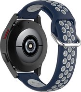 By Qubix Siliconen sportbandje met gesp 20mm - Donkerblauw + grijs - Geschikt voor Samsung Galaxy Watch 6 - Galaxy Watch 6 Pro - Galaxy Watch 5 - Galaxy Watch 5 Pro - Galaxy Watch 4 - Galaxy Watch 4 Classic - Active 2 - Watch 3 (41mm)