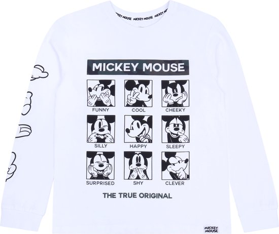 Witte Mickey Mouse - Shirt met Lange Mouwen / 110