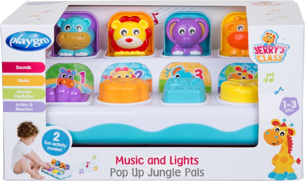 Playgro Muzikale Pop Up Speelgoed - Interactief babyspeelgoed - Muziek en licht -jungle geluiden - 2 speelopties - Speelgoed Baby - Speelgoed 1 jaar - Baby speelgoed